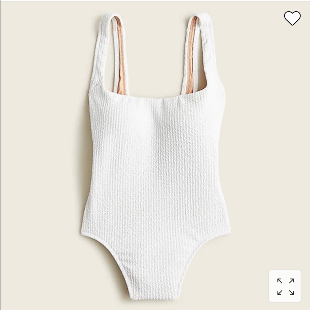 Textured squareneck one-piece White